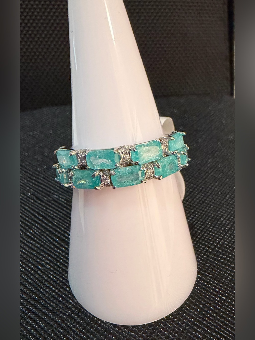 BP Bomb Party Aquamarine Ice Crystal Ring Size 8